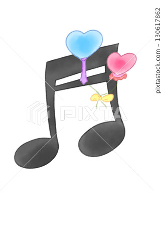 Musical notes with heart balloons 130617862