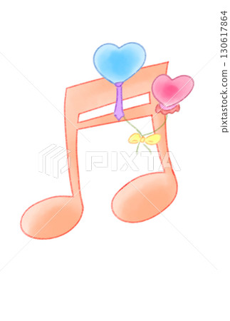 Musical notes with heart balloons Musical notes with heart balloons 130617864