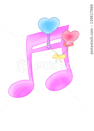 Musical notes with heart balloons 130617866