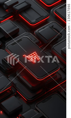 ecommerce app mockup digital glowing interface 130617898