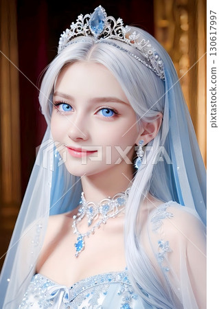 戴著頭飾的年輕女模特 130617997