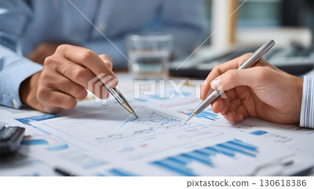 Realistic image of financial advisor presenting investment strategy to client 130618386