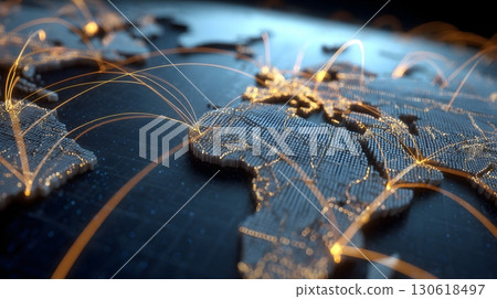 3D render of global logistics network with animated paths 3D render of global logistics network with animated paths 130618497
