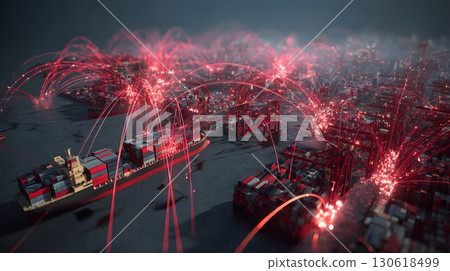 3D render of global logistics network with animated paths 3D render of global logistics network with animated paths 130618499