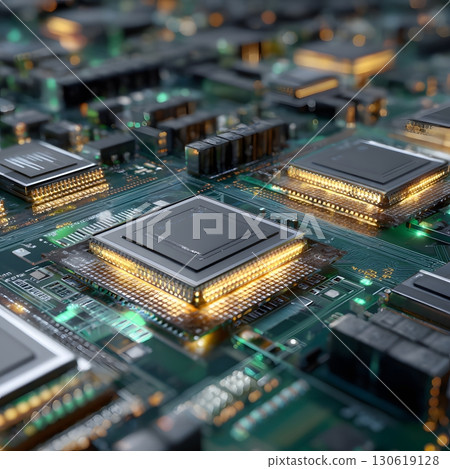 AI guided robotics line assembling advanced chips, ultra sharp, 16:9 130619128