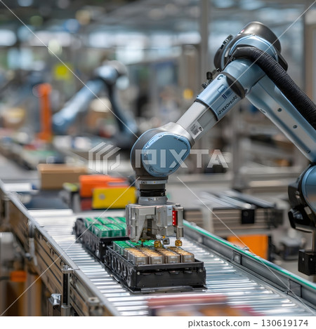 Robotics enhanced by AI quality checks operating smoothly, 16:9 130619174