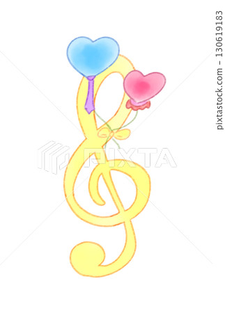 Musical notes with heart balloons 130619183
