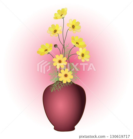 Illustration of cosmos in a vase Illustration of cosmos in a vase 130619717