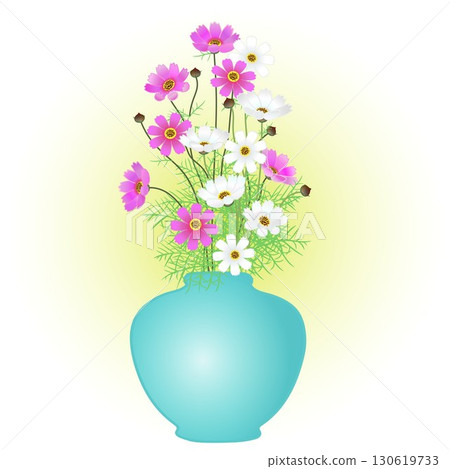 Illustration of cosmos in a vase 130619733