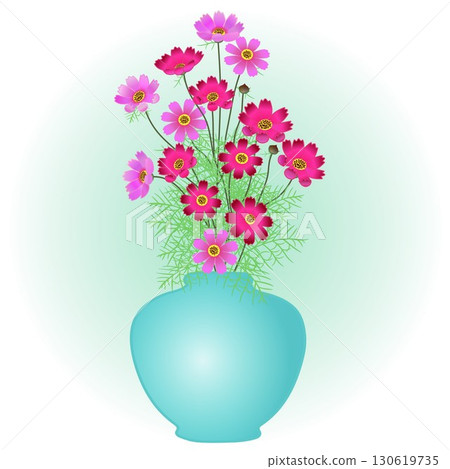Illustration of cosmos in a vase 130619735