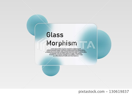 Modern Glass Morphism design Blue spheres and a transparent rectangular frame. Eps 10 Modern Glass Morphism design Blue spheres and a transparent rectangular frame. Eps 10 130619837