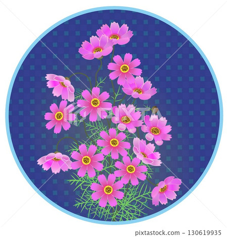 Illustration of cosmos with circular background Illustration of cosmos with circular background 130619935