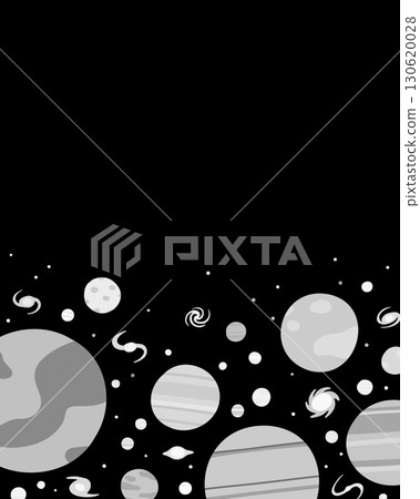太空中恆星和星系的單色垂直框架 130620028
