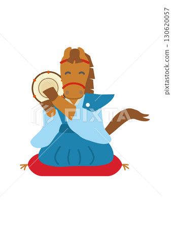 2026 年馬年新年賀卡十二生肖馬擊鼓插圖 130620057