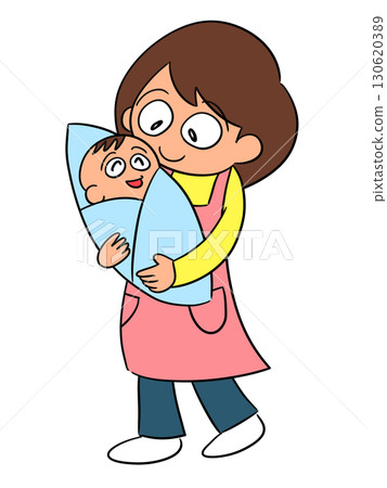 Hug baby illustration mom 130620389
