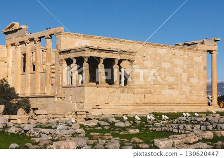 Erechtheion temple with Caryatids at Acropolis hill, Athens, Greece. 130620447