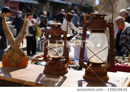 Old items and things are sold at a flea market in Tel Aviv, Israel. Old items and things are sold at a flea market in Tel Aviv, Israel. 130620639