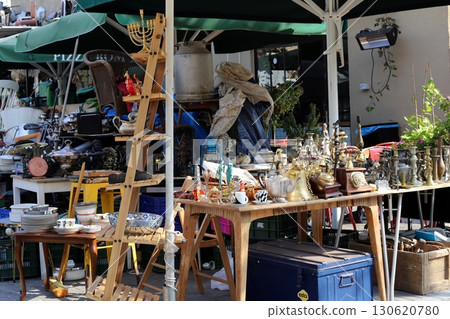 Old items and things are sold at a flea market in Tel Aviv, Israel. 130620780
