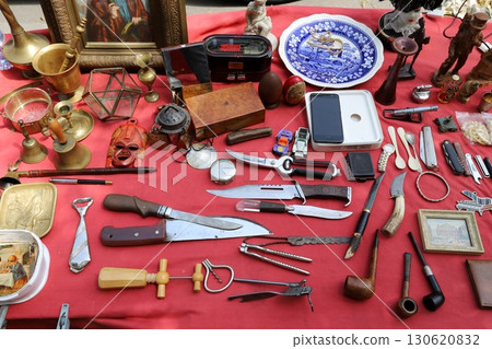 Old items and things are sold at a flea market in Tel Aviv, Israel. Old items and things are sold at a flea market in Tel Aviv, Israel. 130620832