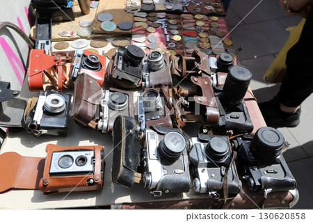 Old items and things are sold at a flea market in Tel Aviv, Israel. Old items and things are sold at a flea market in Tel Aviv, Israel. 130620858