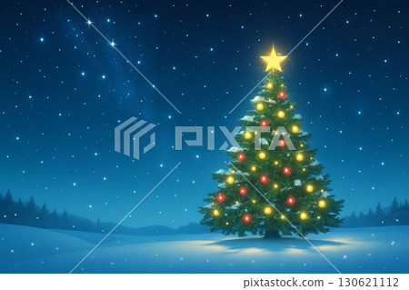 Christmas tree shining in the starry sky 130621112