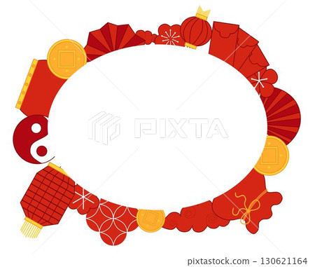 Happy Chinese new year Chinese new year template for your text ovel for show product. transparent background vector graphic Greeting card. China frame with lantern 130621164