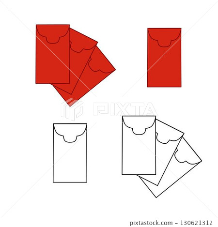 Cute illustration of Asian China New year red envelope. Graphic cartoon vector. Text: Happy Chinese new year 130621312