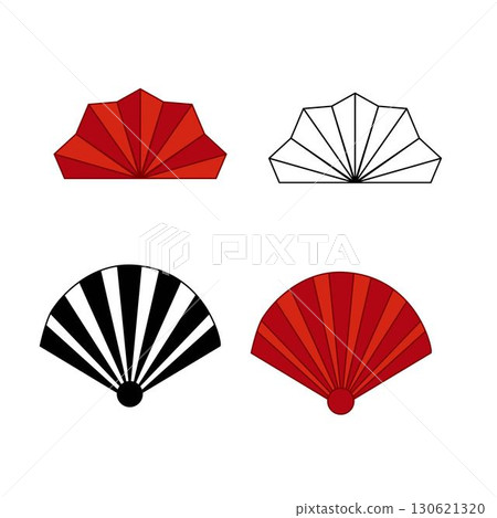 Asian design element set. Vector decorative collection of fans in cartoon. chinese and japanese style. red fans graphic illustration Asian design element set. Vector decorative collection of fans in cartoon. chinese and japanese style. red fans graphic illustration 130621320
