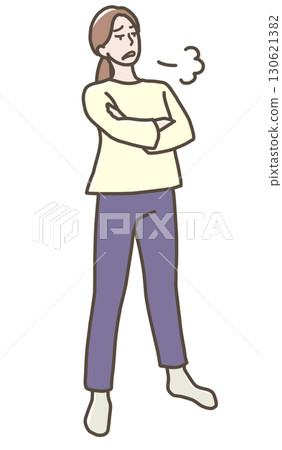 Illustration of a woman standing with a shocked expression Illustration of a woman standing with a shocked expression 130621382