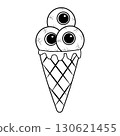 Terrible Halloween Ice Cream with eyes, black outline 130621455