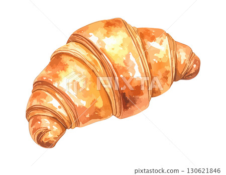 Watercolor illustration of a croissant - AI generation 130621846