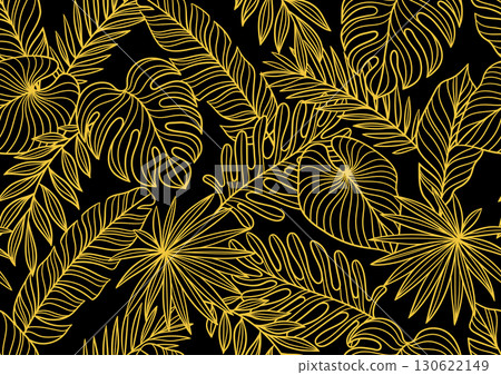 Pattern with linear palm leaves. Decorative image of tropical foliage and plants. 130622149