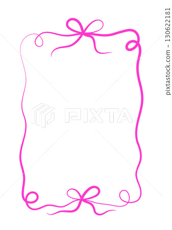 Elegant ribbon frame outline. Minimalist hand drawn frame with bows and swirls. 130622181