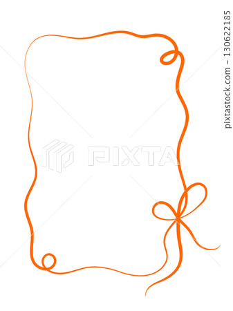 Elegant ribbon frame outline. Minimalist hand drawn frame with bow and swirls. 130622185