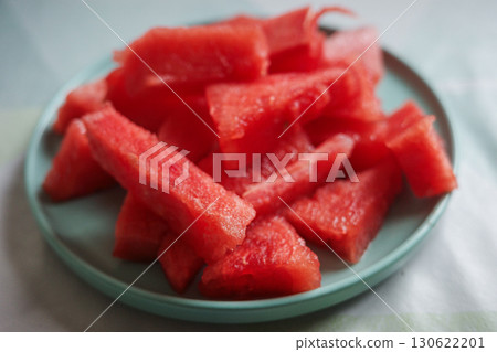 Fresh watermelon slices on plate Fresh watermelon slices on plate 130622201