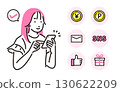 Person Young woman operating a smartphone and icon set 130622209