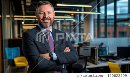 confident financial consultant stands in modern office, showcasing professionalism and expertise in dynamic workspace confident financial consultant stands in modern office, showcasing professionalism and expertise in dynamic workspace 130622299
