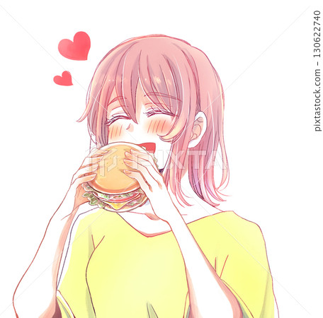 胖女人張著嘴開心地吃漢堡包 胖女人張著嘴開心地吃漢堡包 130622740