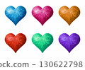 Colorful polygonal hearts clipart set. Geometric love symbols, low poly valentine illustrations 130622798