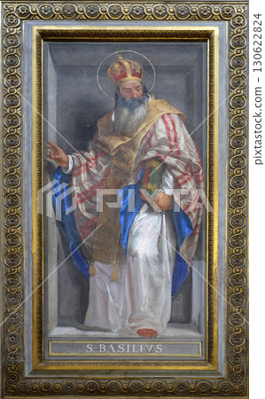 Saint Basil of Caesarea, also called Basil the Great painting in Santa Maria in Aquiro church in Rome, Italy 130622824
