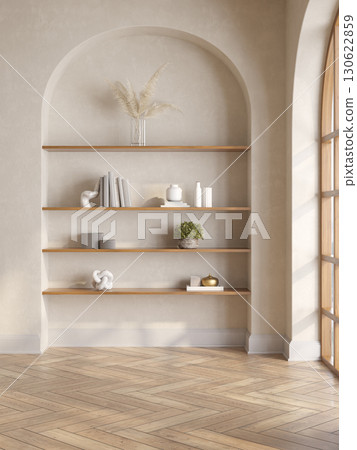 Empty modern interior room boho style 3d illustration 130622859