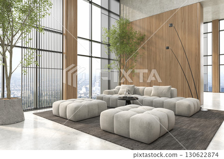 Modern style conceptual reception interior room 3d illustration 130622874