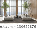 Modern style conceptual reception interior room 3d illustration 130622876