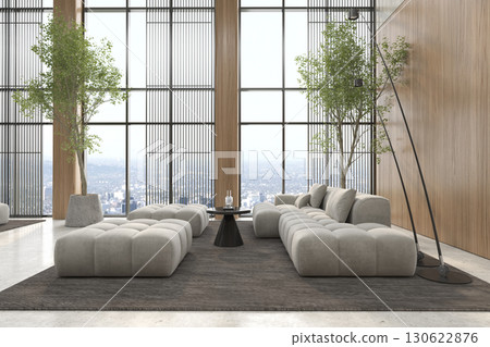 Modern style conceptual reception interior room 3d illustration 130622876