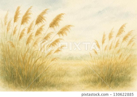 蘆葦田,蘆葦田,水彩畫 蘆葦田,蘆葦田,水彩畫 130622885