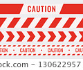 Seamless caution tapes with red and white warning stripes 130622957