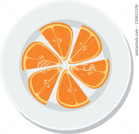 Vector illustration of orange slices served on a plate 130623106