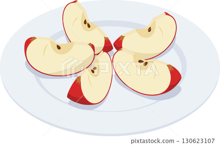Vector illustration of cut apples on a plate 130623107