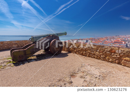 Cannon Overlooking Lisbon from Historic Fortress in Portugal 130623276