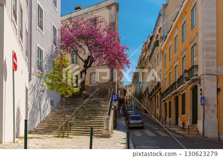 Spring Street Scene in Lisbon, Portugal 130623279